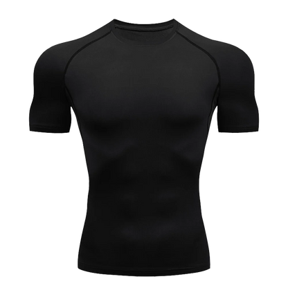 Men's Solid Color Short Sleeved T-shirt Compressed Quick Drying Breathable Training Suit Fitness Jujitsu Rashguard Top Gym Sport