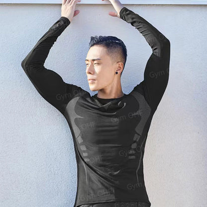Men's Solid Color Short Sleeved T-shirt Compressed Quick Drying Breathable Training Suit Fitness Jujitsu Rashguard Top Gym Sport