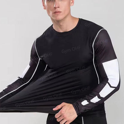 Men's Solid Color Short Sleeved T-shirt Compressed Quick Drying Breathable Training Suit Fitness Jujitsu Rashguard Top Gym Sport
