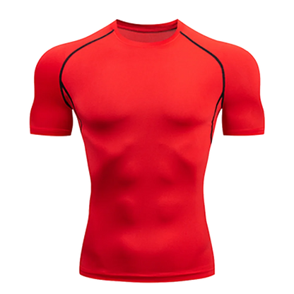 Men's Solid Color Short Sleeved T-shirt Compressed Quick Drying Breathable Training Suit Fitness Jujitsu Rashguard Top Gym Sport