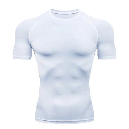 Men's Solid Color Short Sleeved T-shirt Compressed Quick Drying Breathable Training Suit Fitness Jujitsu Rashguard Top Gym Sport