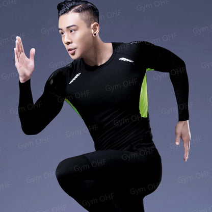 Men's Solid Color Short Sleeved T-shirt Compressed Quick Drying Breathable Training Suit Fitness Jujitsu Rashguard Top Gym Sport