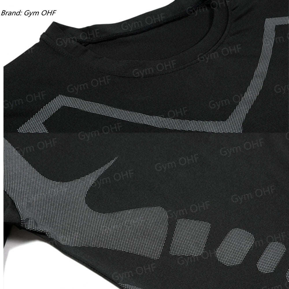 Men's Solid Color Short Sleeved T-shirt Compressed Quick Drying Breathable Training Suit Fitness Jujitsu Rashguard Top Gym Sport