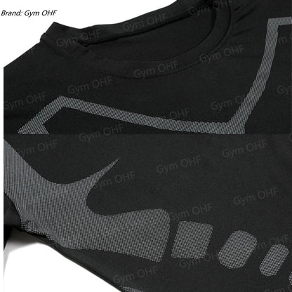 Men's Solid Color Short Sleeved T-shirt Compressed Quick Drying Breathable Training Suit Fitness Jujitsu Rashguard Top Gym Sport