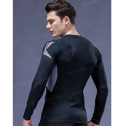 Men's Solid Color Short Sleeved T-shirt Compressed Quick Drying Breathable Training Suit Fitness Jujitsu Rashguard Top Gym Sport