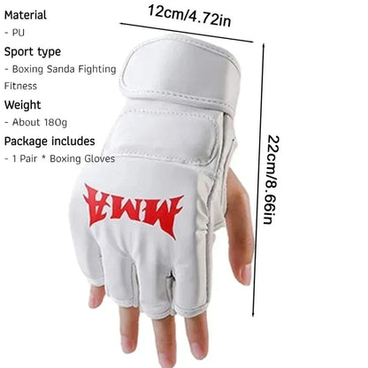 Half Finger Professional Boxing Training Gloves Leather Cushion Adult Sanda Ufc Sparring Knuckl