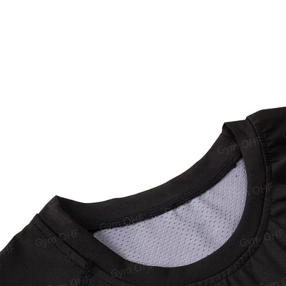 Men's Solid Color Short Sleeved T-shirt Compressed Quick Drying Breathable Training Suit Fitness Jujitsu Rashguard Top Gym Sport