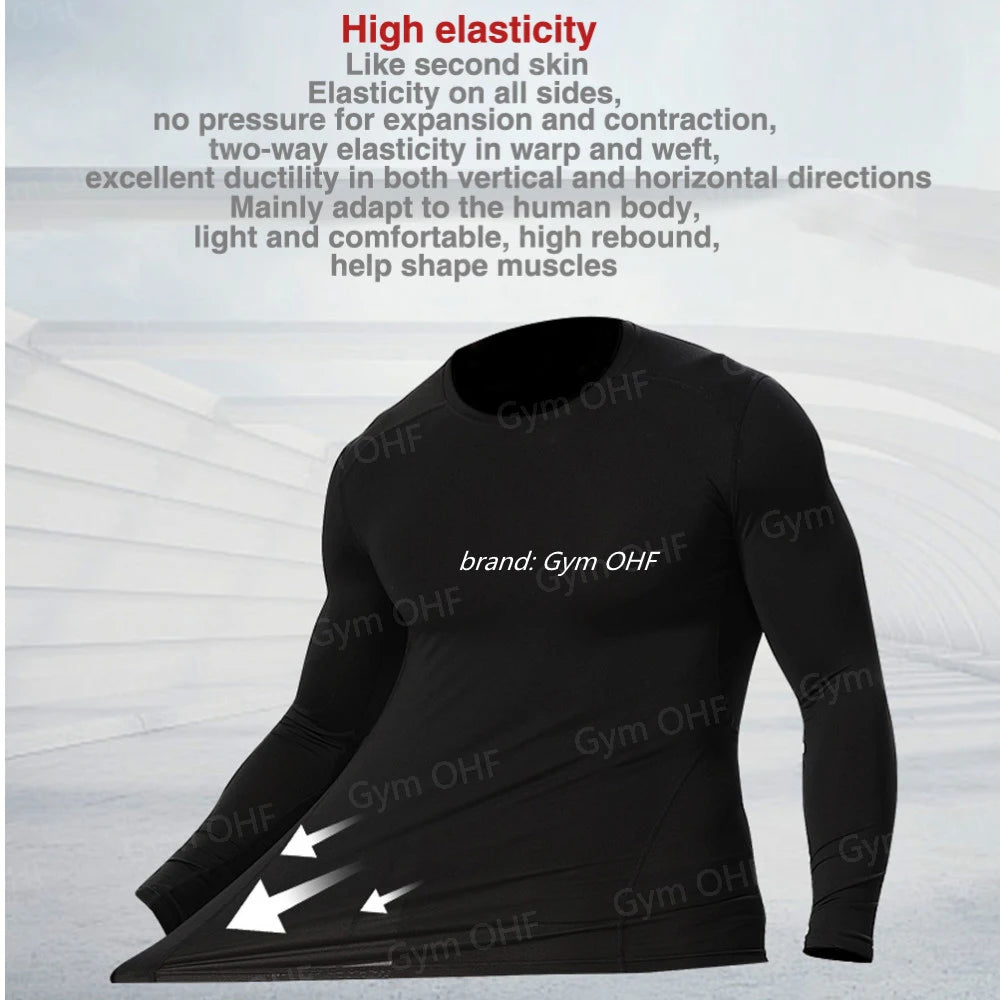 Men's Solid Color Short Sleeved T-shirt Compressed Quick Drying Breathable Training Suit Fitness Jujitsu Rashguard Top Gym Sport