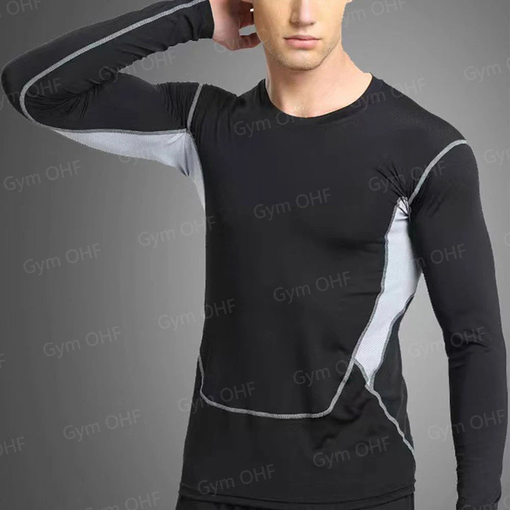 Men's Solid Color Short Sleeved T-shirt Compressed Quick Drying Breathable Training Suit Fitness Jujitsu Rashguard Top Gym Sport