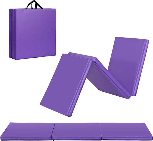 6 Ft. X 2 Ft. X 2 In. Tri-Fold Gymnastic Folding Exercise Aerobics Pink Stretching Yoga Mat